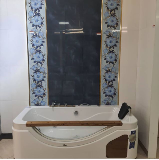 کاشی اپالو سورمه ای و سوپروایت وتک گل لواندا30*60