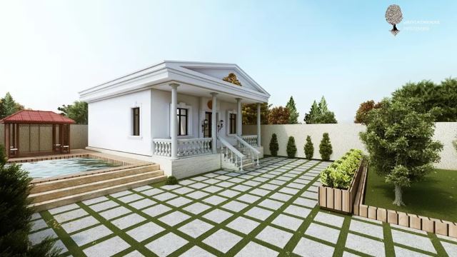 طراحی ویلا کلاسیک یک طبقه