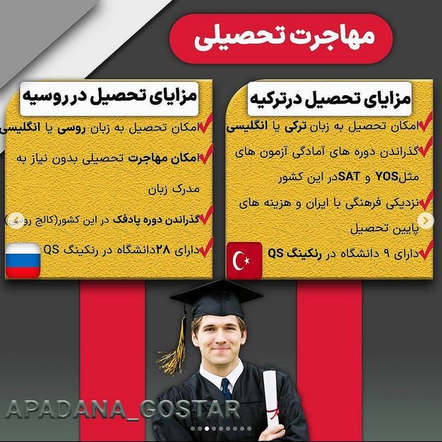 مهاجرت تحصیلی - مزایای تحصیل در (ترکیه - روسیه)