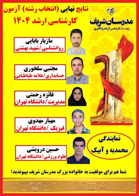 نتایج برخی از دانشجویانم در کنکور کارشناسی ارشد1404