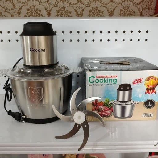 خردکن استیل 3.5 لیتری🟣🟣 1200 وات 6 تیغه 💁‍♀💁‍♀💁‍♀ مارک معروف کوکینگ جنس درجه یک 🟣 موتور دسته دار و تقویت شده از جنس کاسه استیل ظرفیت: 3.5 لیتر