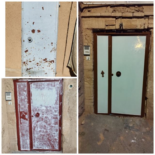 رنگ آمیزی درب آهنی قدیمی 