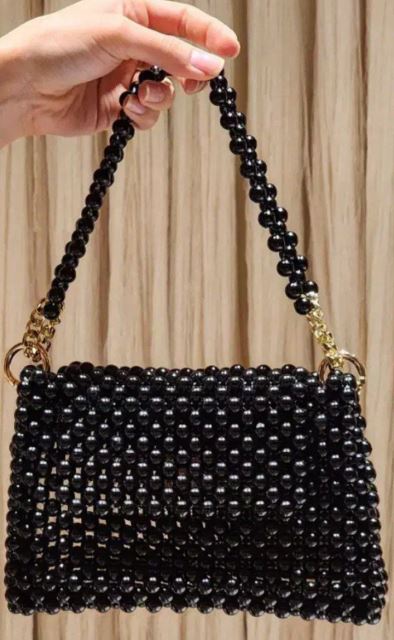 کیف مروارید شفاف مشکی