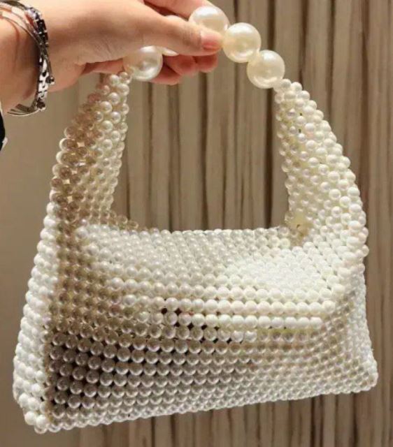 کیف مرواریدی شیری