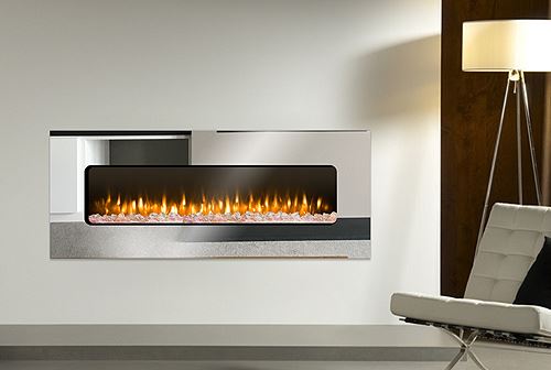 شومینه برقی آینه ای یک تکه نقره ای