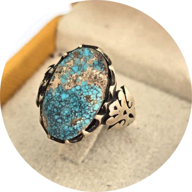 انگشتر نقره با نگین فیروزه نیشابوری