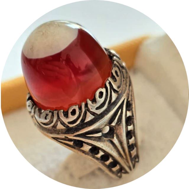 انگشتره نقره با نگین عقیق