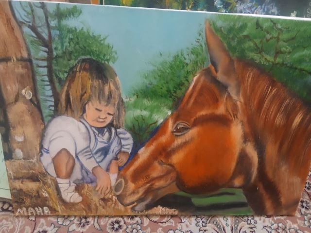 نقاشی گل و منظره 