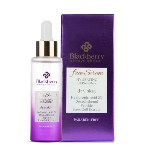 سرم صورت آبرسان و ترمیم کننده حاوی2%هیالورونیک اسید و دکسپانتنول مناسب پوست خشک بلک بری