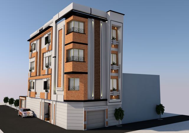 طراحی نما کلاسیک. تلفیقی با آجر نسوز