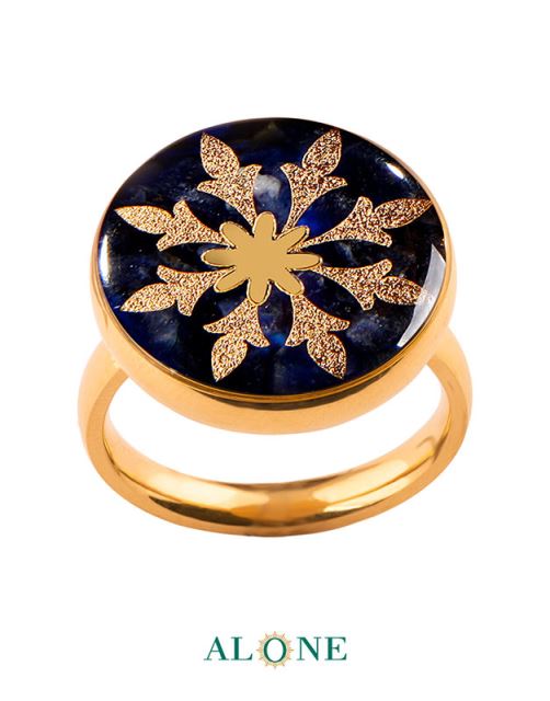 انگشتر گرد سایز 7 لاجورد اسلیمی هشت پر 