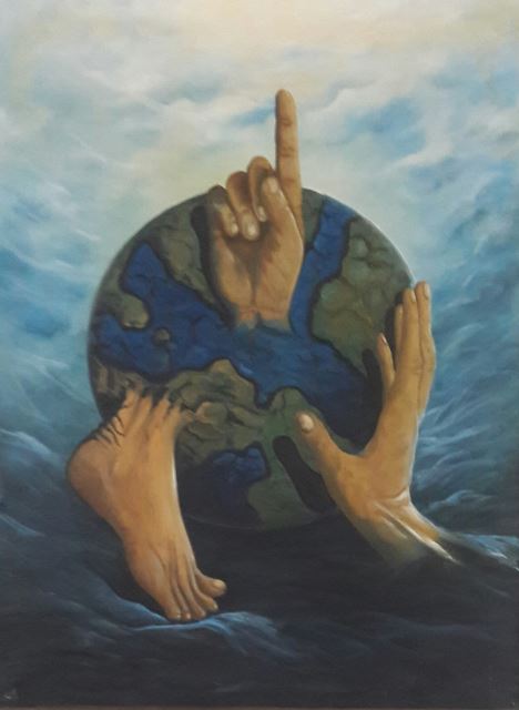 نقاشی کره زمین.مریم قمی