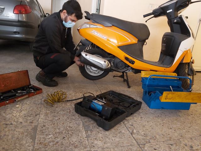 پنچرگیری سیار موتورسیکلت هیرو